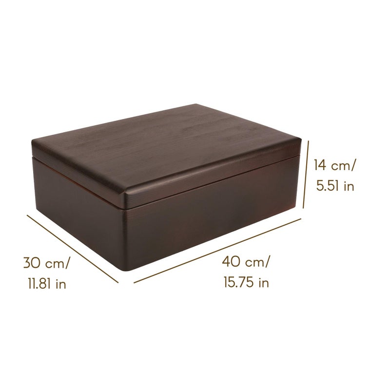 Creative Deco XL Brown Wooden Box Storage with Hinged Lid | 15.8 x 11.8 x 5.5 inches (+-0.5) | Gift Box for Tool Dog Toy Shoes Clothes Kitchen Storage Document | Wood Keepsake Chest - Image 3